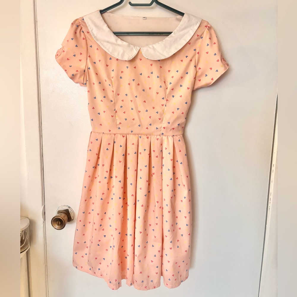 Bonne Chance Collections Disney dress pastel pink collar mickey mouse print cute